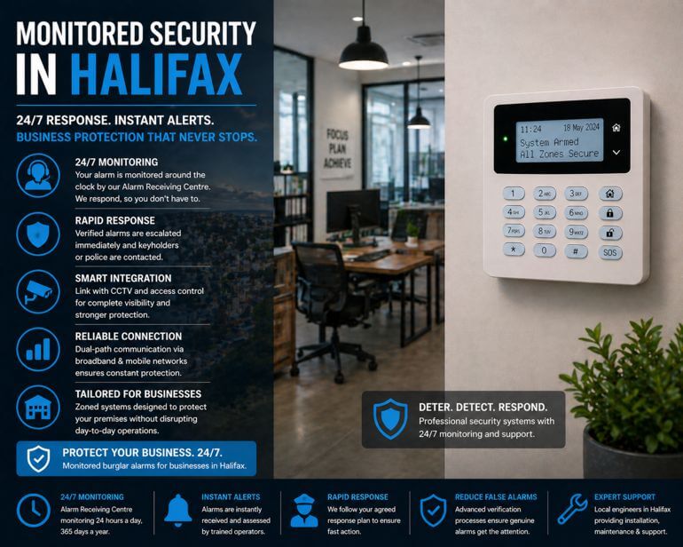 Monitored Burglar Alarms in Halifax: Why Monitored Systems Are Critical for Business Security